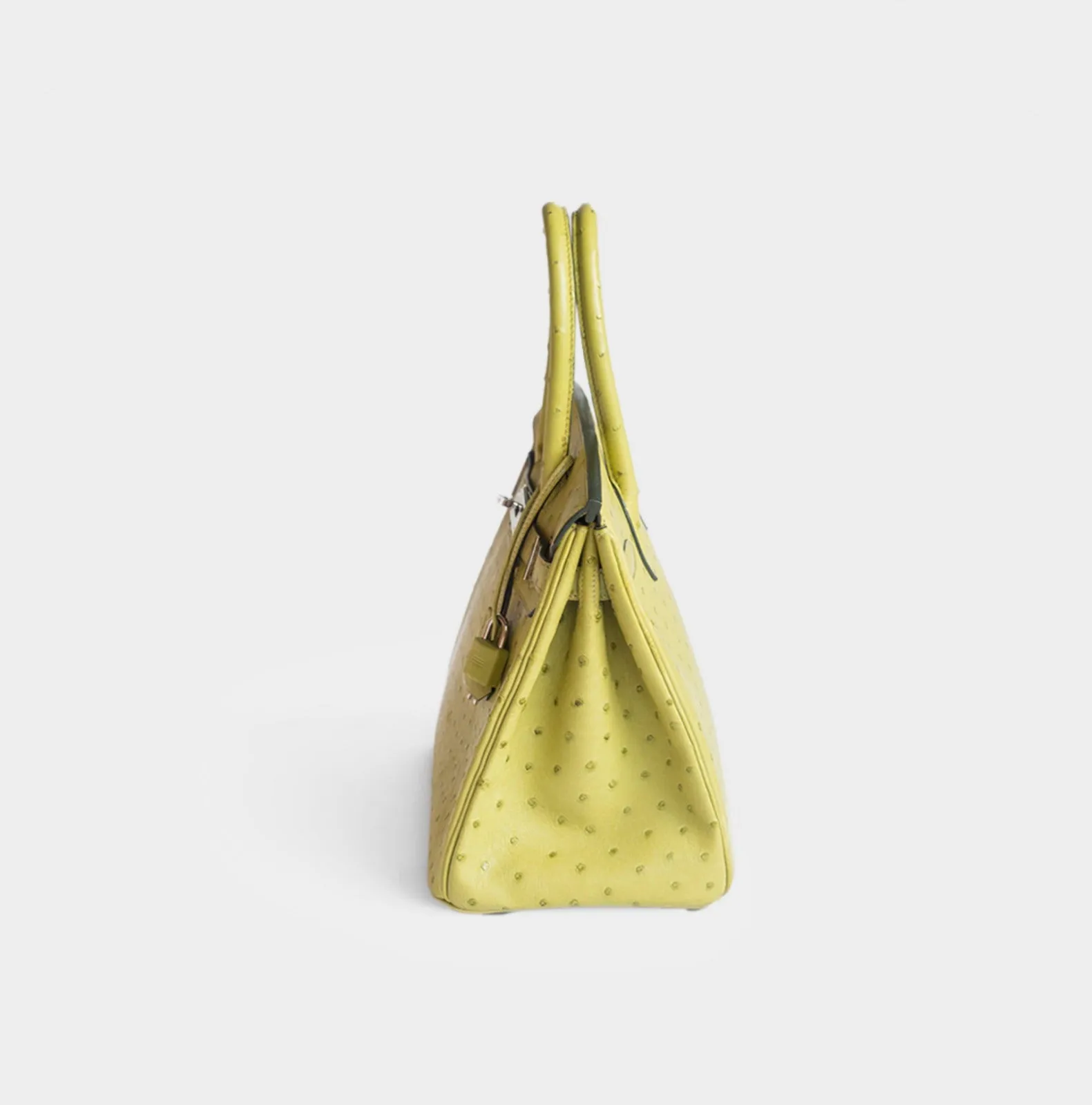 HERM??S - BIRKIN 30 HANDBAG IN GREEN OSTRICH WITH PALLADIUM HARDWARE