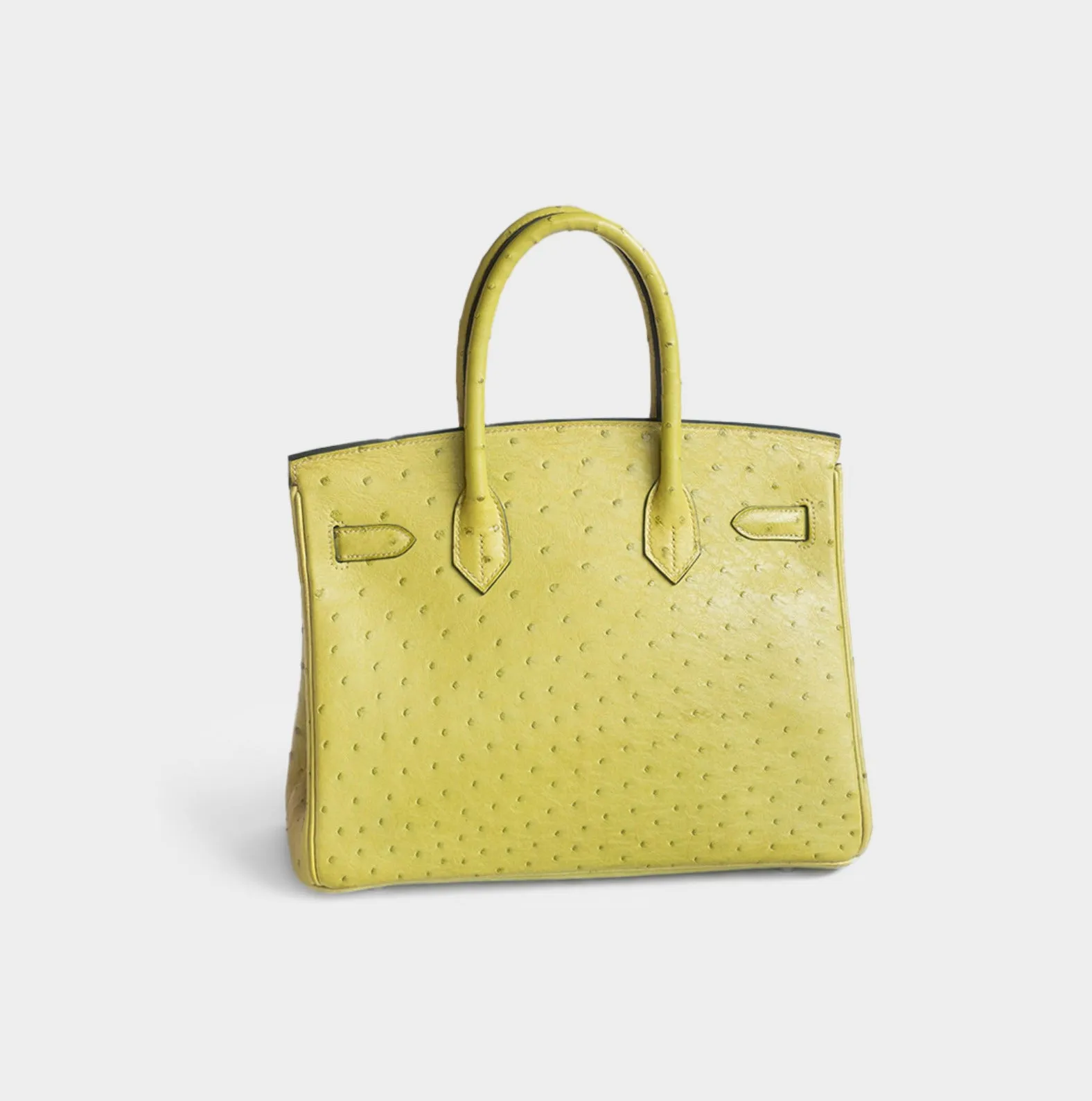 HERM??S - BIRKIN 30 HANDBAG IN GREEN OSTRICH WITH PALLADIUM HARDWARE