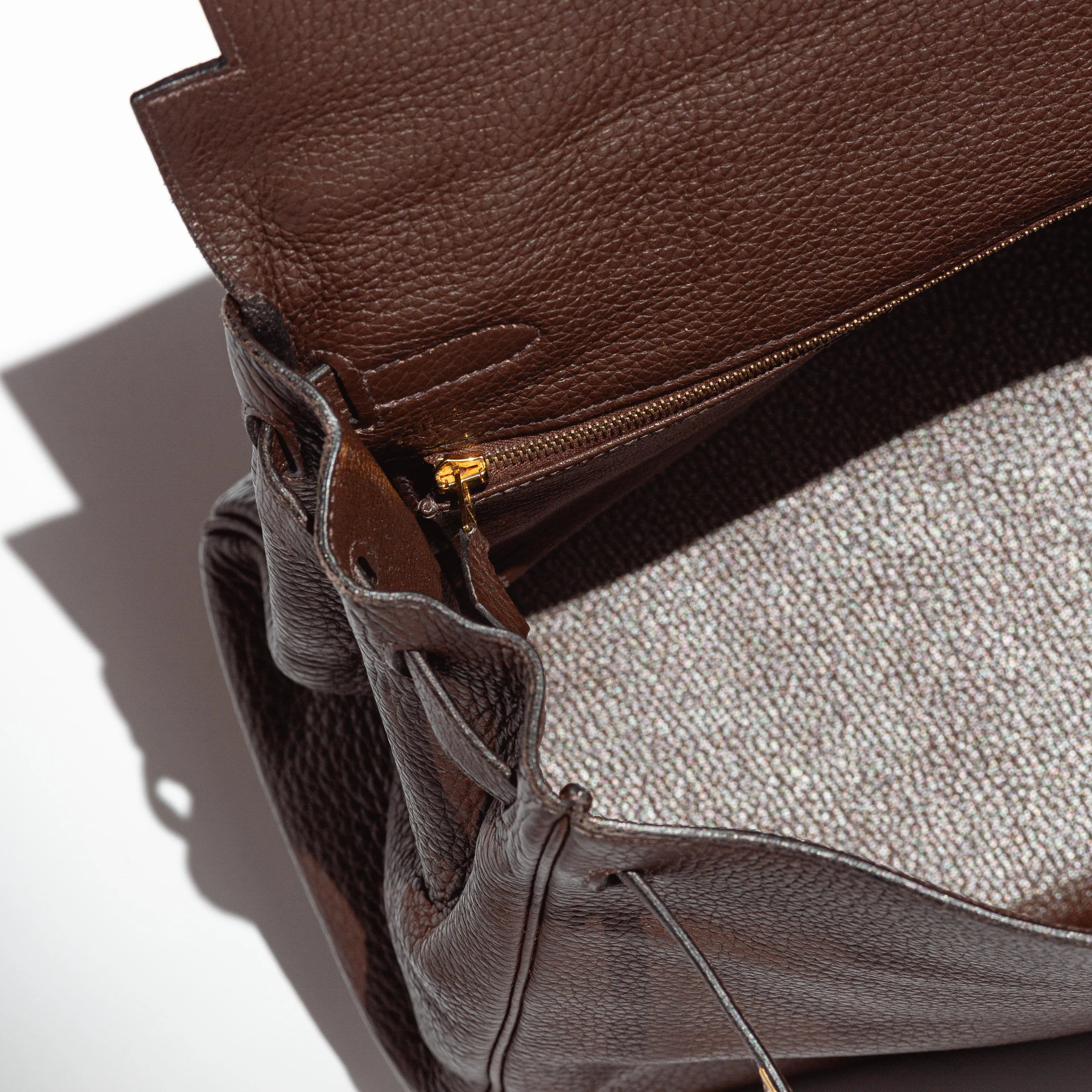 HERM??S- KELLY 35 BAG TAURILLON CLEMENCE LEATHER IN COFFEE COLOUR WITH GOLD HARDWARE
