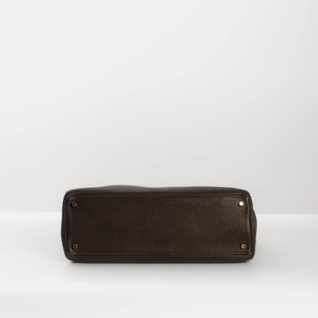 HERM??S- KELLY 35 BAG TAURILLON CLEMENCE LEATHER IN COFFEE COLOUR WITH GOLD HARDWARE