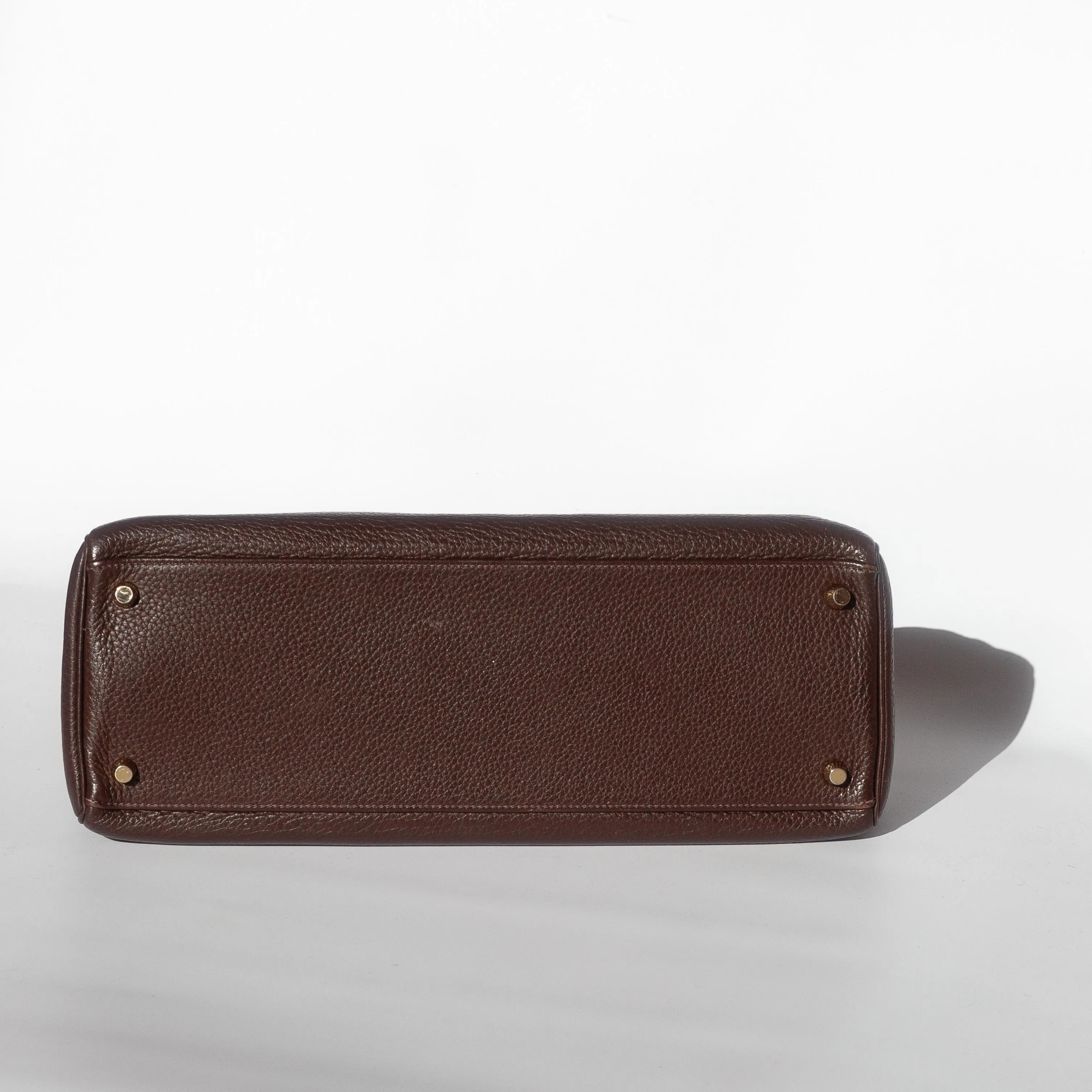 HERM??S- KELLY 35 BAG TAURILLON CLEMENCE LEATHER IN COFFEE COLOUR WITH GOLD HARDWARE