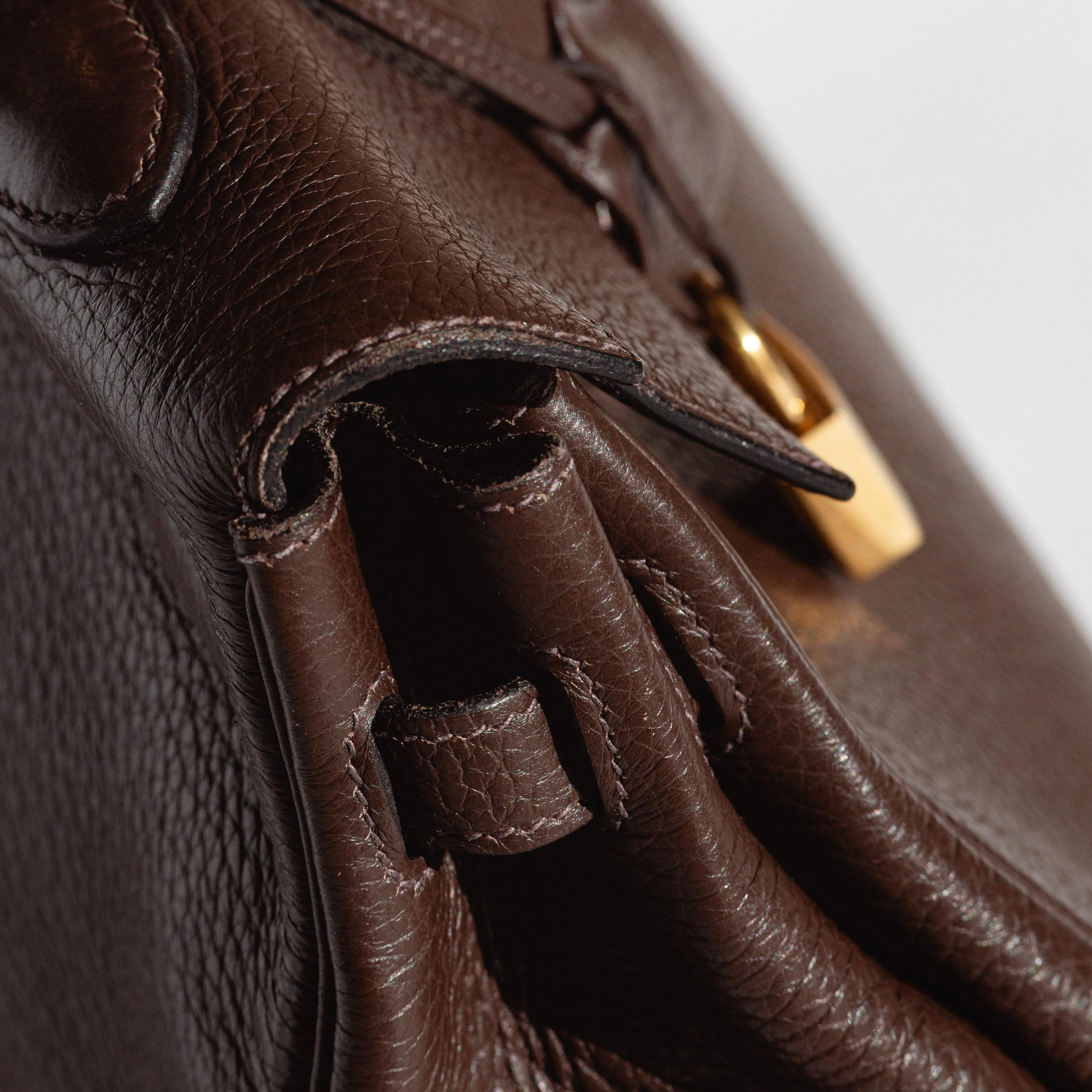 HERM??S- KELLY 35 BAG TAURILLON CLEMENCE LEATHER IN COFFEE COLOUR WITH GOLD HARDWARE