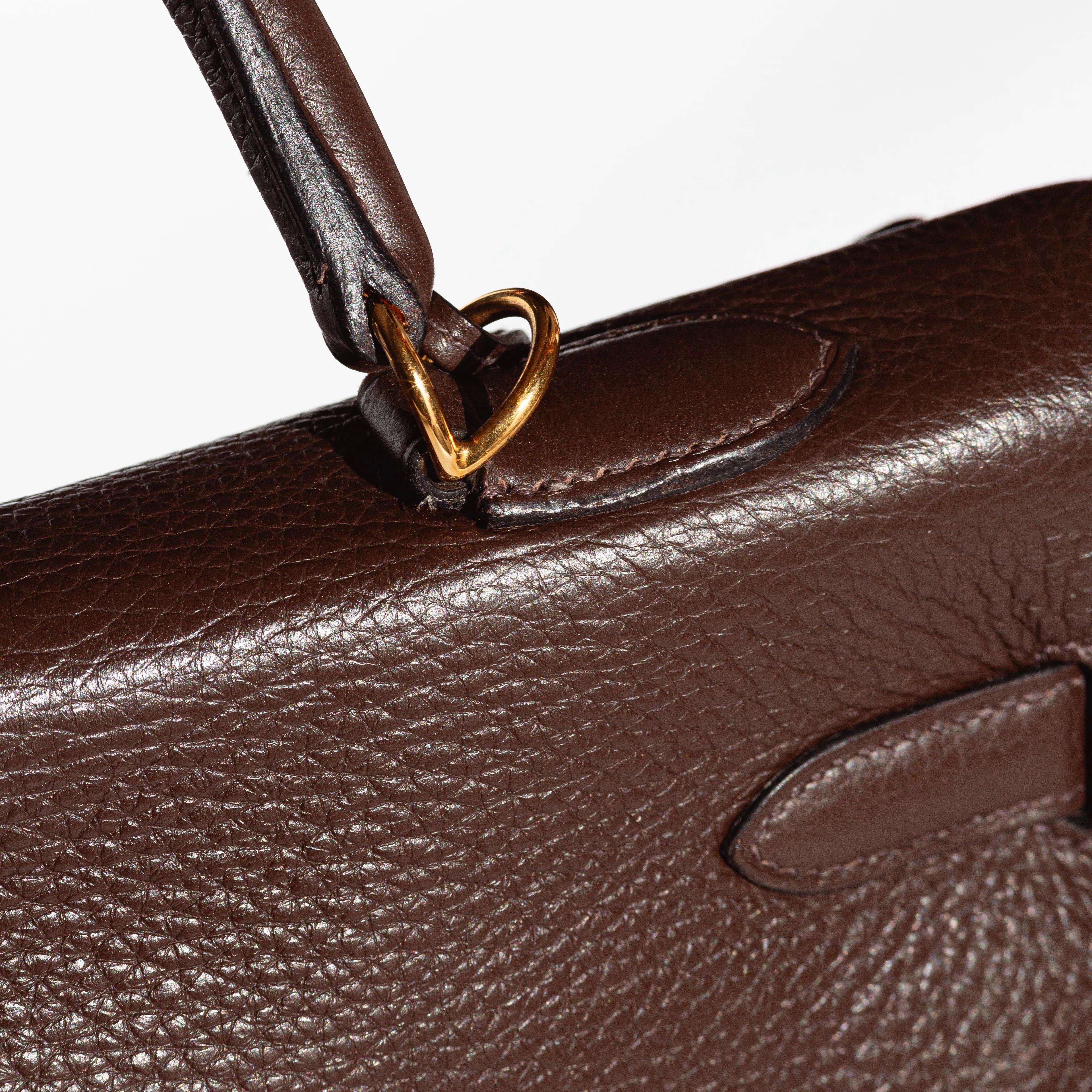 HERM??S- KELLY 35 BAG TAURILLON CLEMENCE LEATHER IN COFFEE COLOUR WITH GOLD HARDWARE