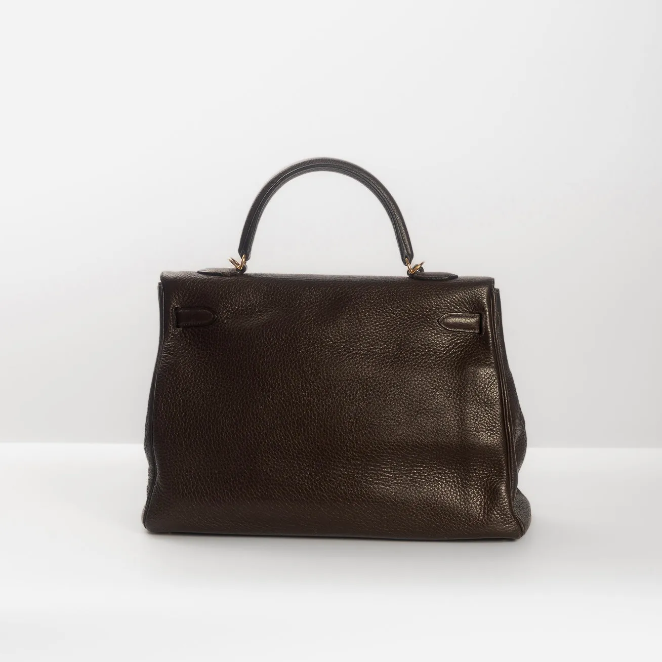 HERM??S- KELLY 35 BAG TAURILLON CLEMENCE LEATHER IN COFFEE COLOUR WITH GOLD HARDWARE