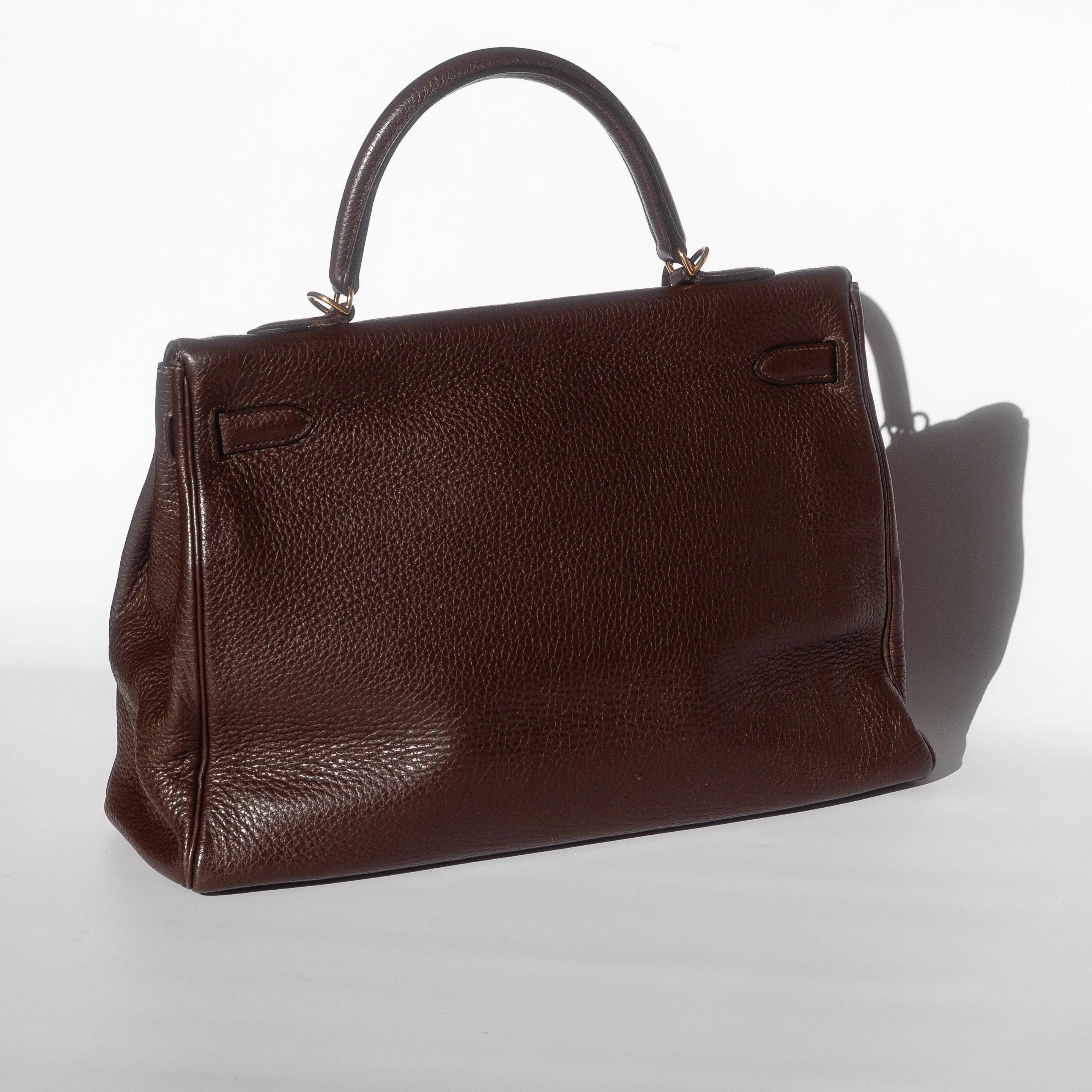 HERM??S- KELLY 35 BAG TAURILLON CLEMENCE LEATHER IN COFFEE COLOUR WITH GOLD HARDWARE