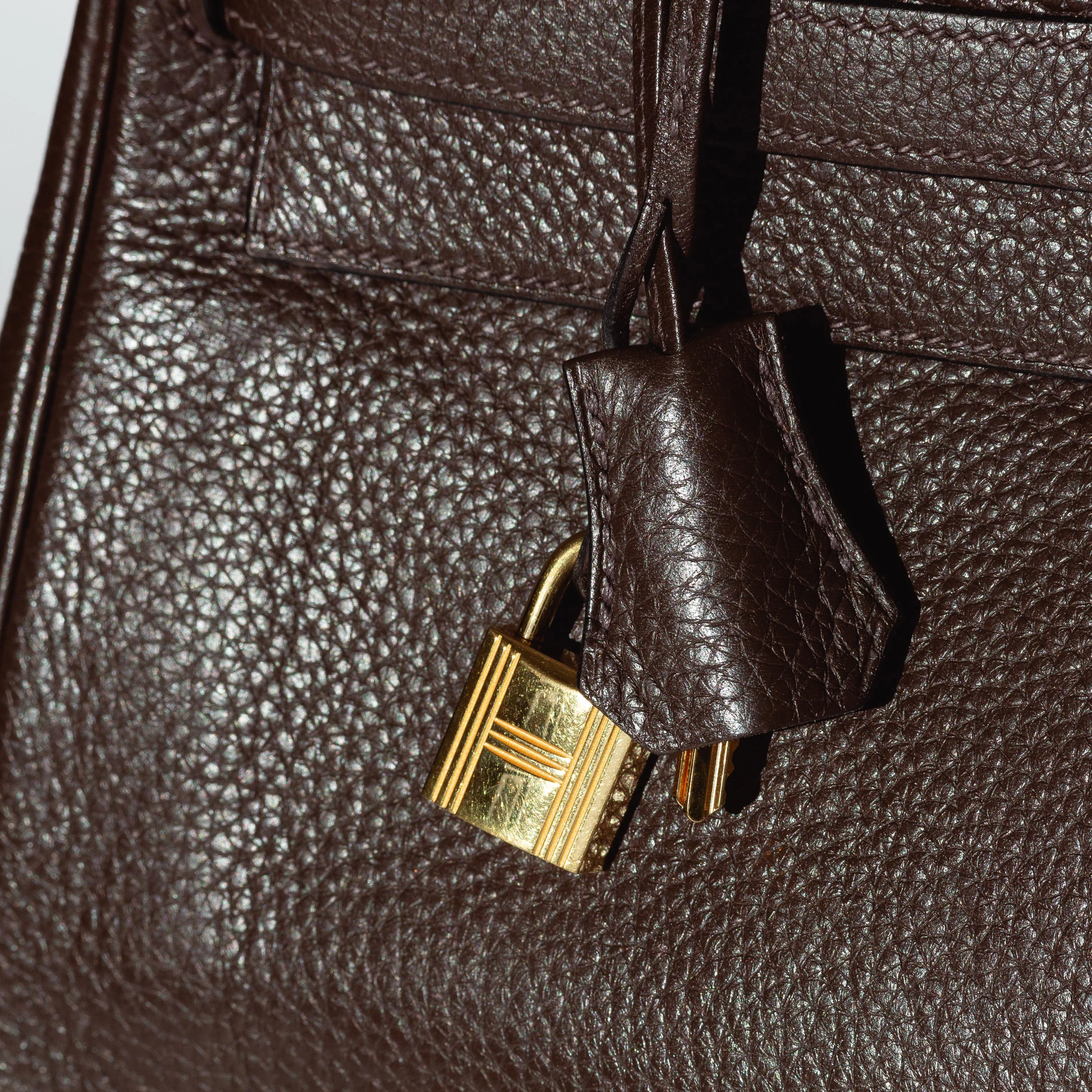 HERM??S- KELLY 35 BAG TAURILLON CLEMENCE LEATHER IN COFFEE COLOUR WITH GOLD HARDWARE
