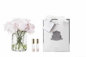 Herringbone Collection Clear Glass French Pink Rose Buds Cote Noire Home Fragrance sale