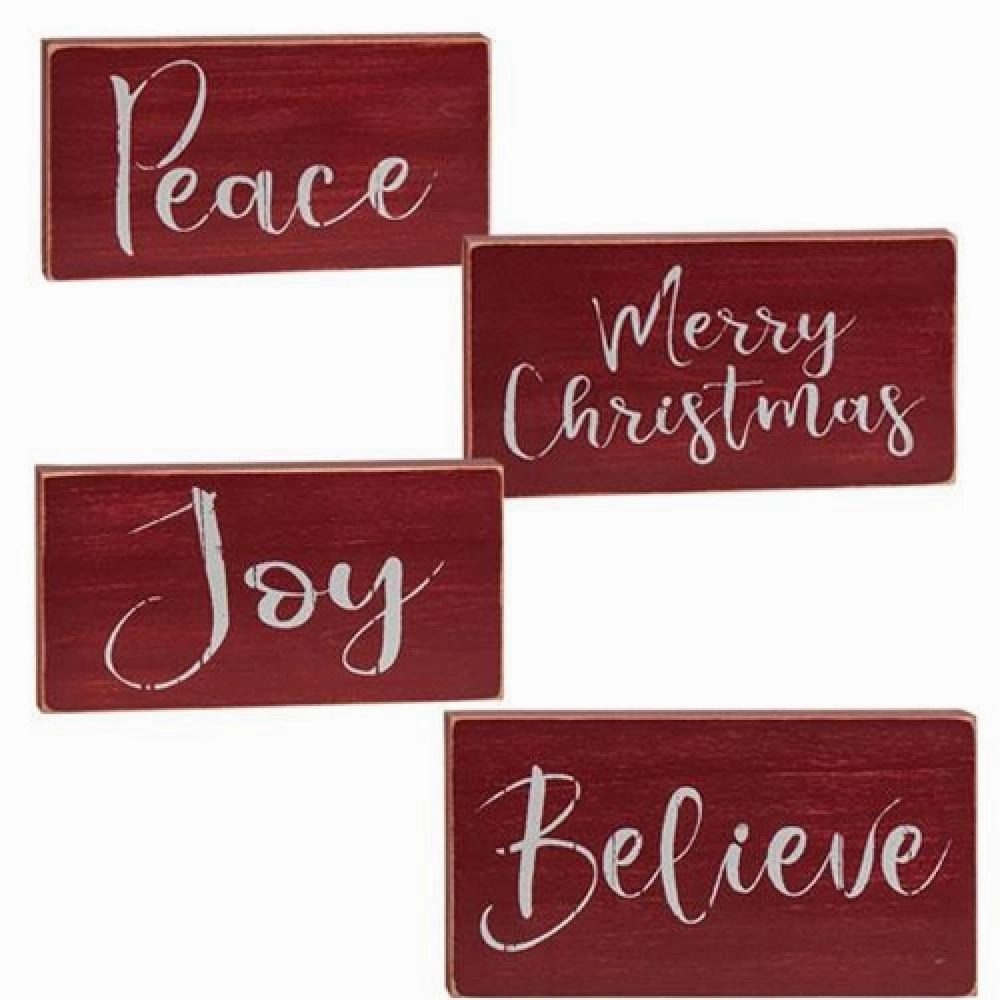 Holiday Script Red Word Block 4 Asstd.