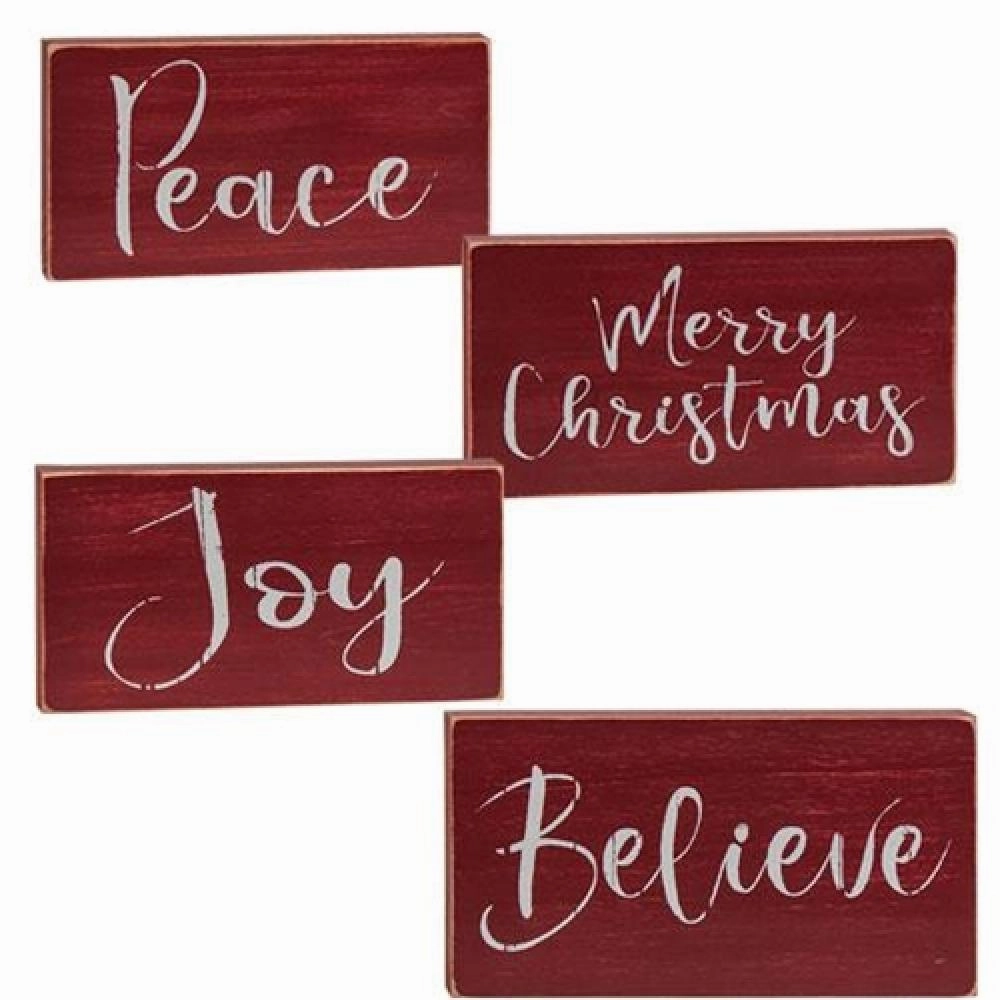 Holiday Script Red Word Block 4 Asstd. Decorative Accessories outlet price