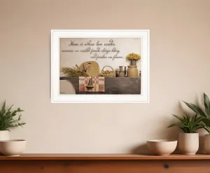 Home is Where Love Resides 1 White Framed Print Kitchen Wall Art Cheap Wall Mirrors & Decor