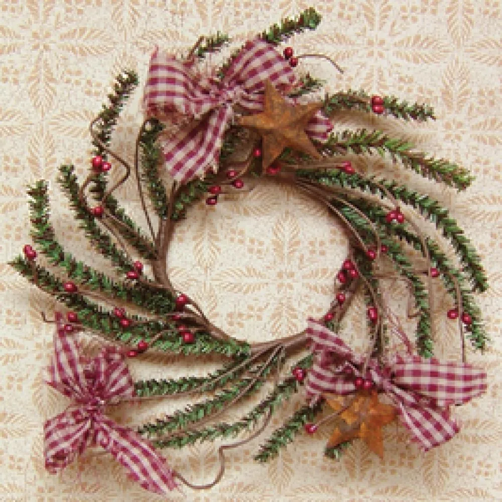 Homespun Pine Ring 4" Cheap Holiday Home Decor