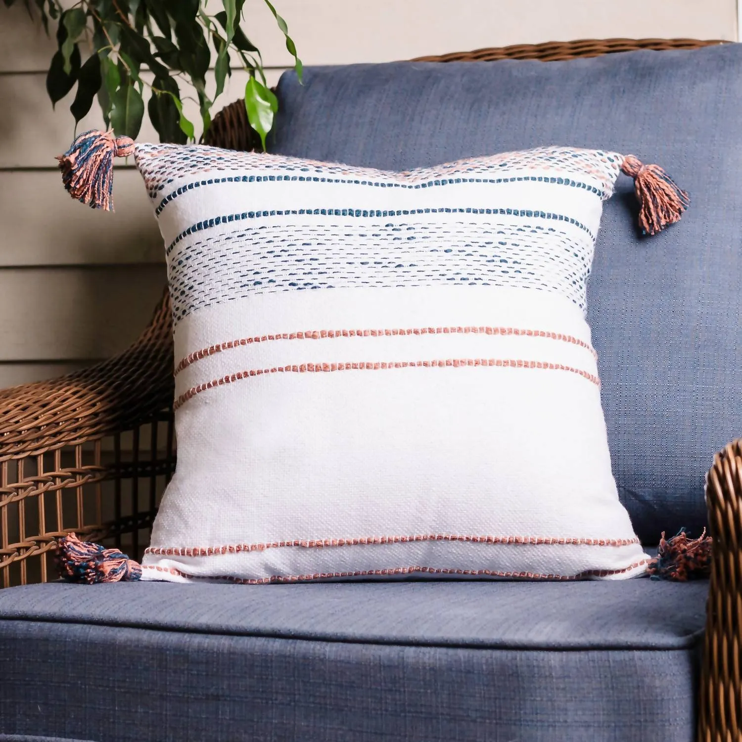 Honeycomb Weave Square Pillow In Teal
