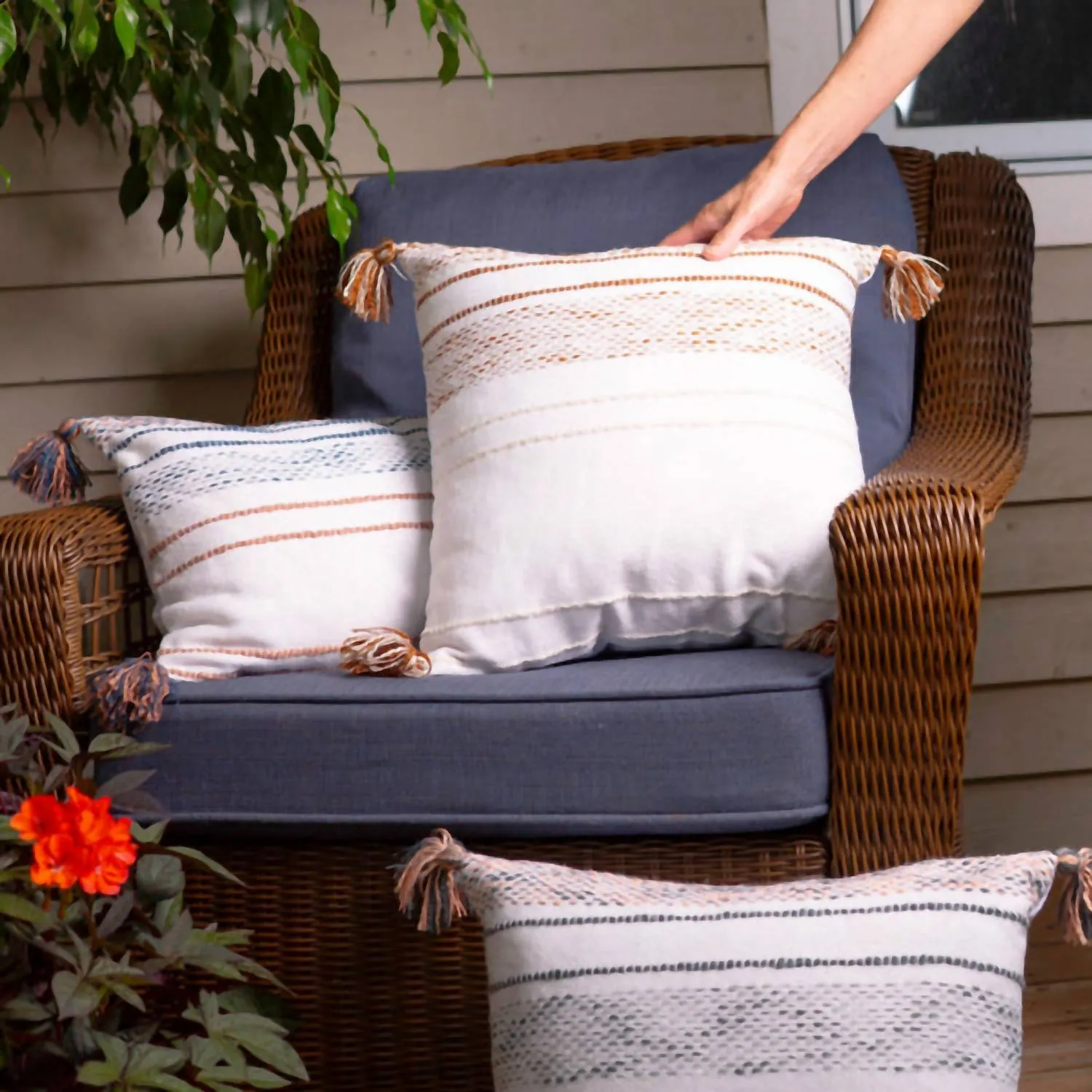 Honeycomb Weave Square Pillow In Teal