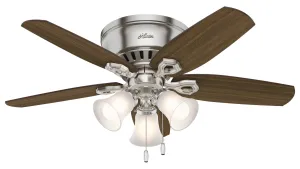 Hunter Fan Builder Flushmount Pull Chain Ceiling Fan with 27W LED Designer Ceiling Fans Outlet
