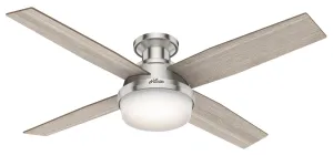 Hunter Fan Dempsey 52" Flushmount Ceiling Fan with 18W LED and Remote Cheap Low Ceiling Lighting