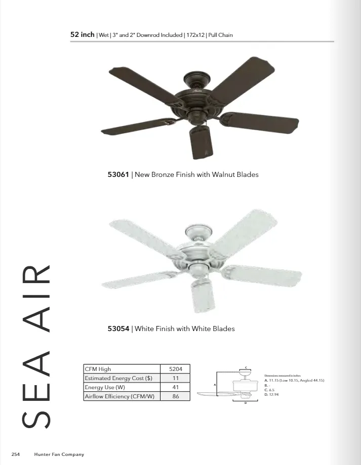 Hunter Fan Sea Air 52" Outdoor Pull Chain Ceiling Fan