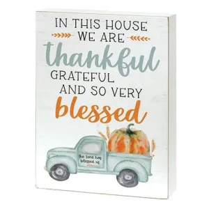 *In This House We Are Thankful Pumpkin Truck Box Sign Budget Holiday Home Finds