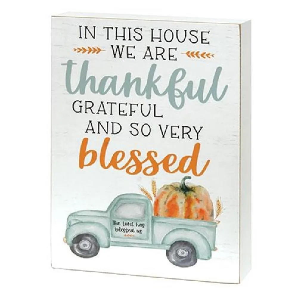 *In This House We Are Thankful Pumpkin Truck Box Sign Budget Holiday Home Finds