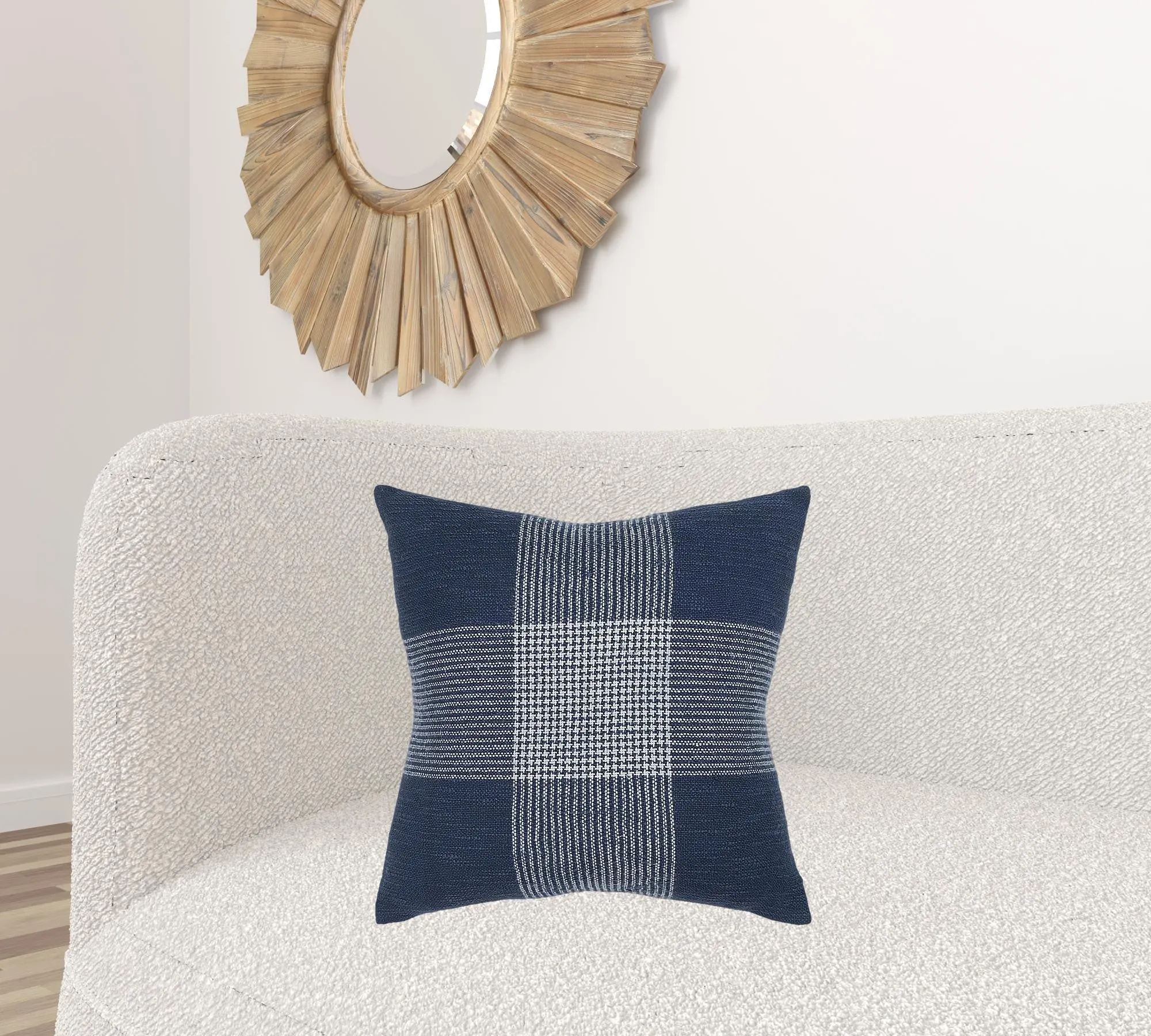 Indigo White Plaid Pattern Throw Pillow Throw Pillows home accents sale