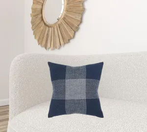 Indigo White Plaid Pattern Throw Pillow Throw Pillows home accents sale