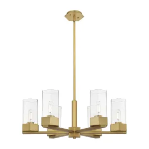Innovations Downtown Urban 427-6CR-BB-G427-9CL Chandelier Light - Brushed Brass Chandeliers lighting promotion
