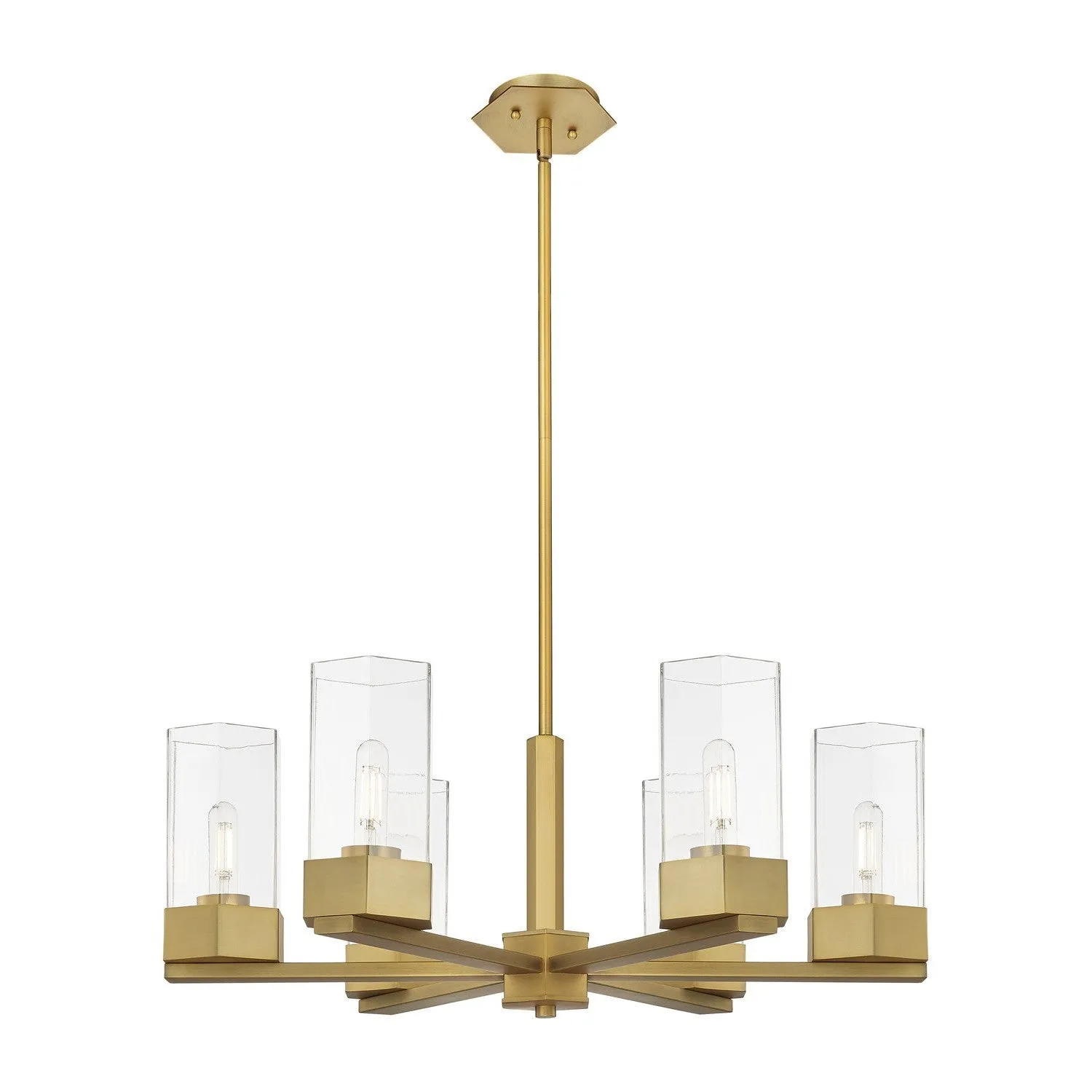 Innovations Downtown Urban 427-6CR-BB-G427-9CL Chandelier Light - Brushed Brass Chandeliers lighting promotion