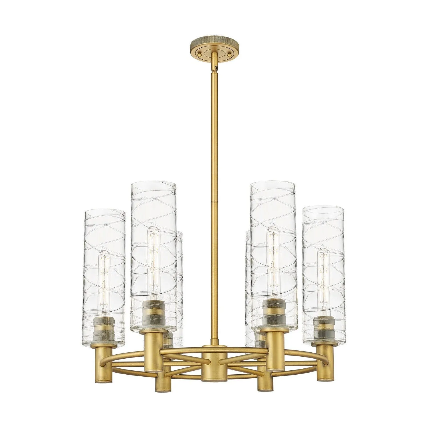 Innovations Downtown Urban 434-6CR-BB-G434-12DE Chandelier Light - Brushed Brass Chandeliers lighting promotion