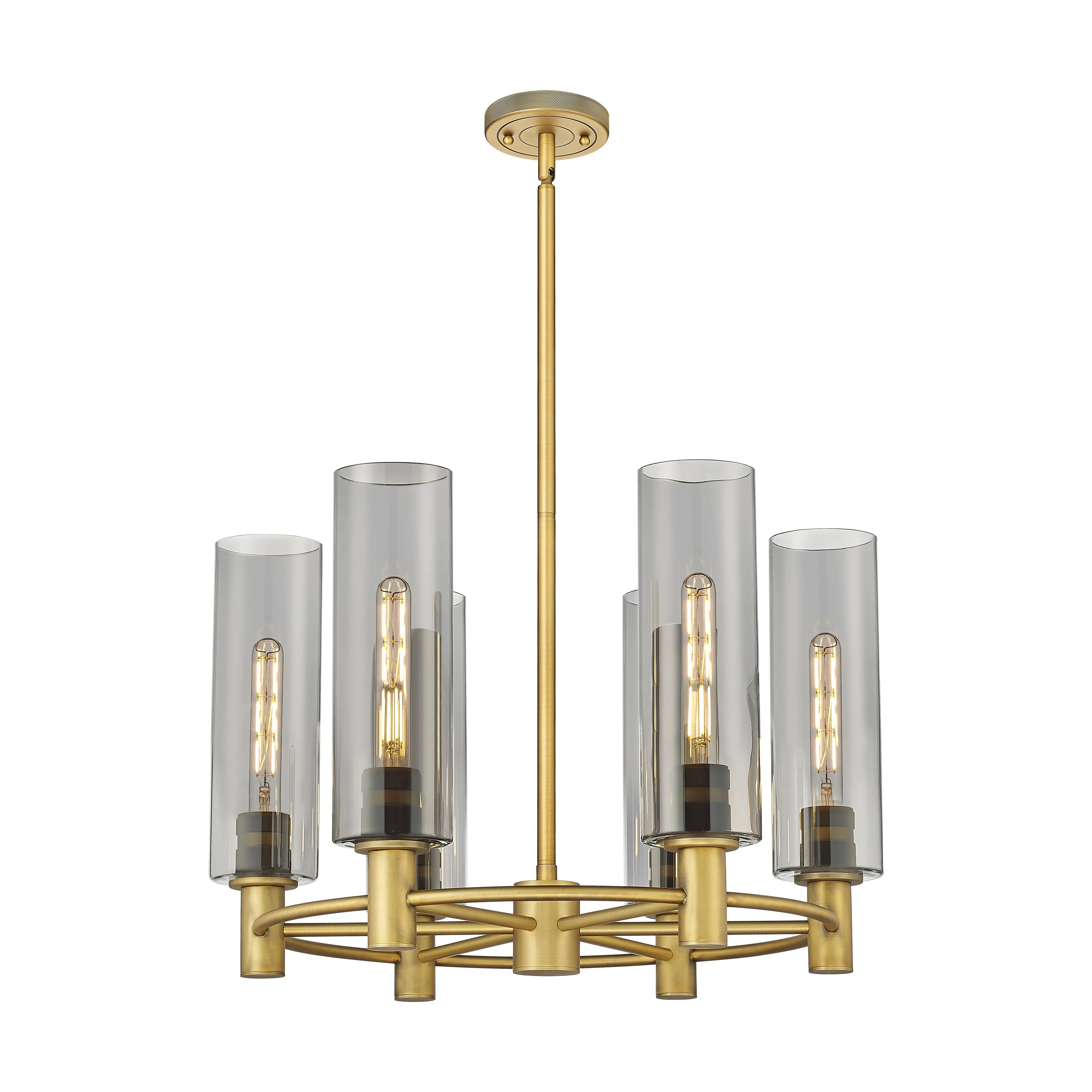 Innovations Downtown Urban 434-6CR-BB-G434-12SM Chandelier Light - Brushed Brass Chandeliers lighting promotion