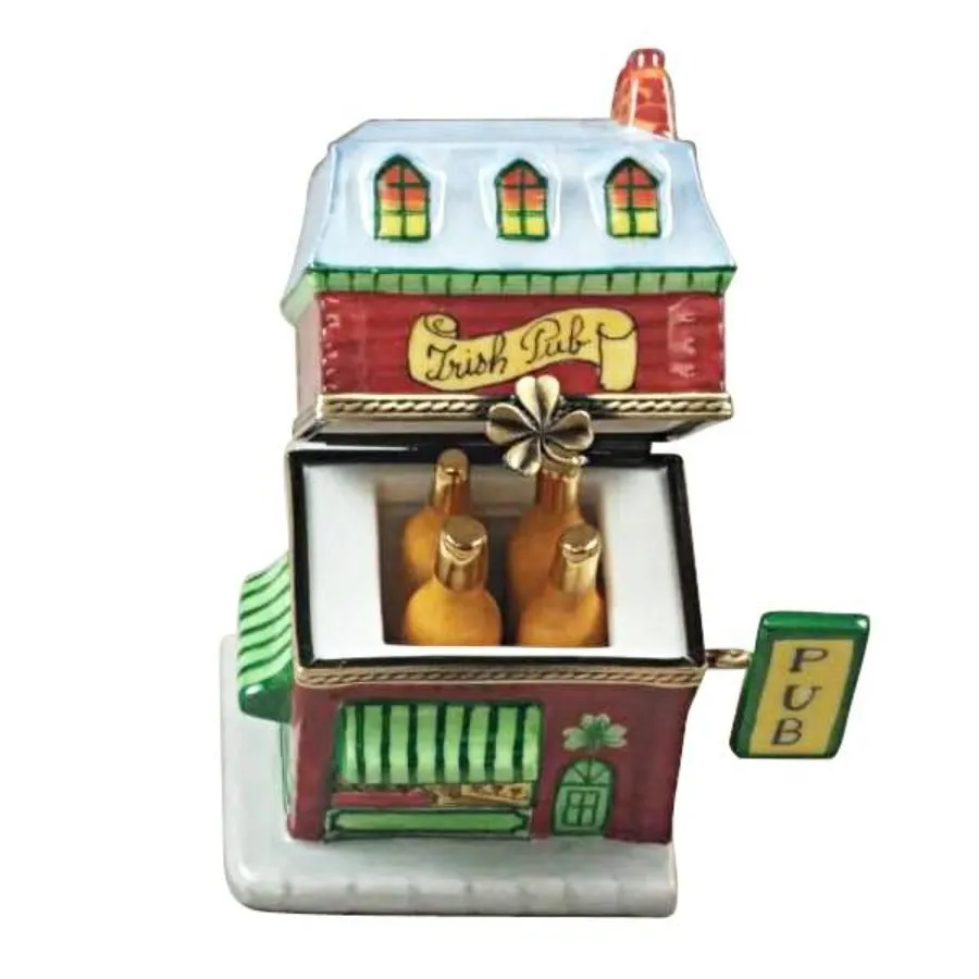 Irish Pub with Beer Bottles Limoges Limoges Boxes collectors shop