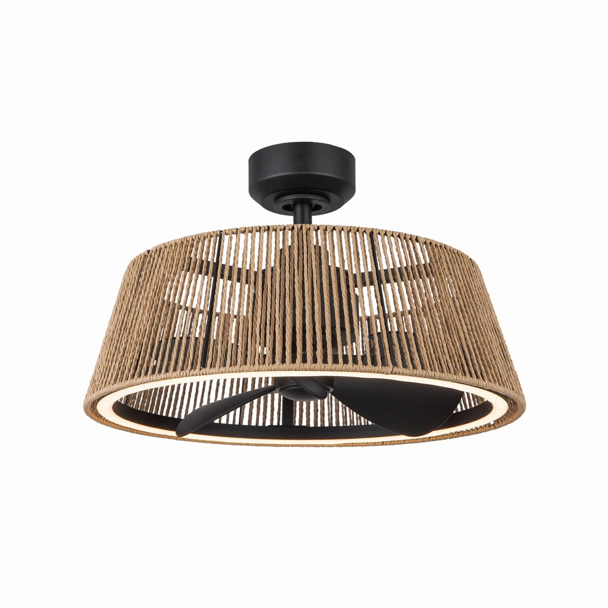 Isla 24"Ceiling Fan Matte Black/Braided Rope Mini Ceiling Fans promo