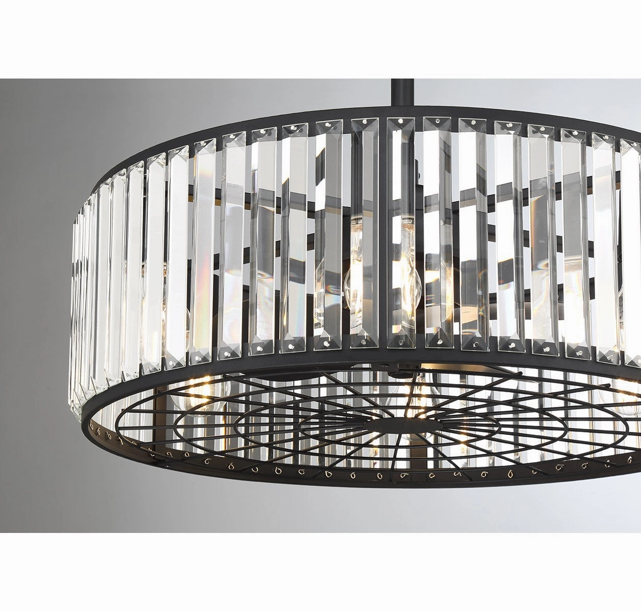 Janus Six Light Fan D'Lier Matte Black Fandeliers at discount prices