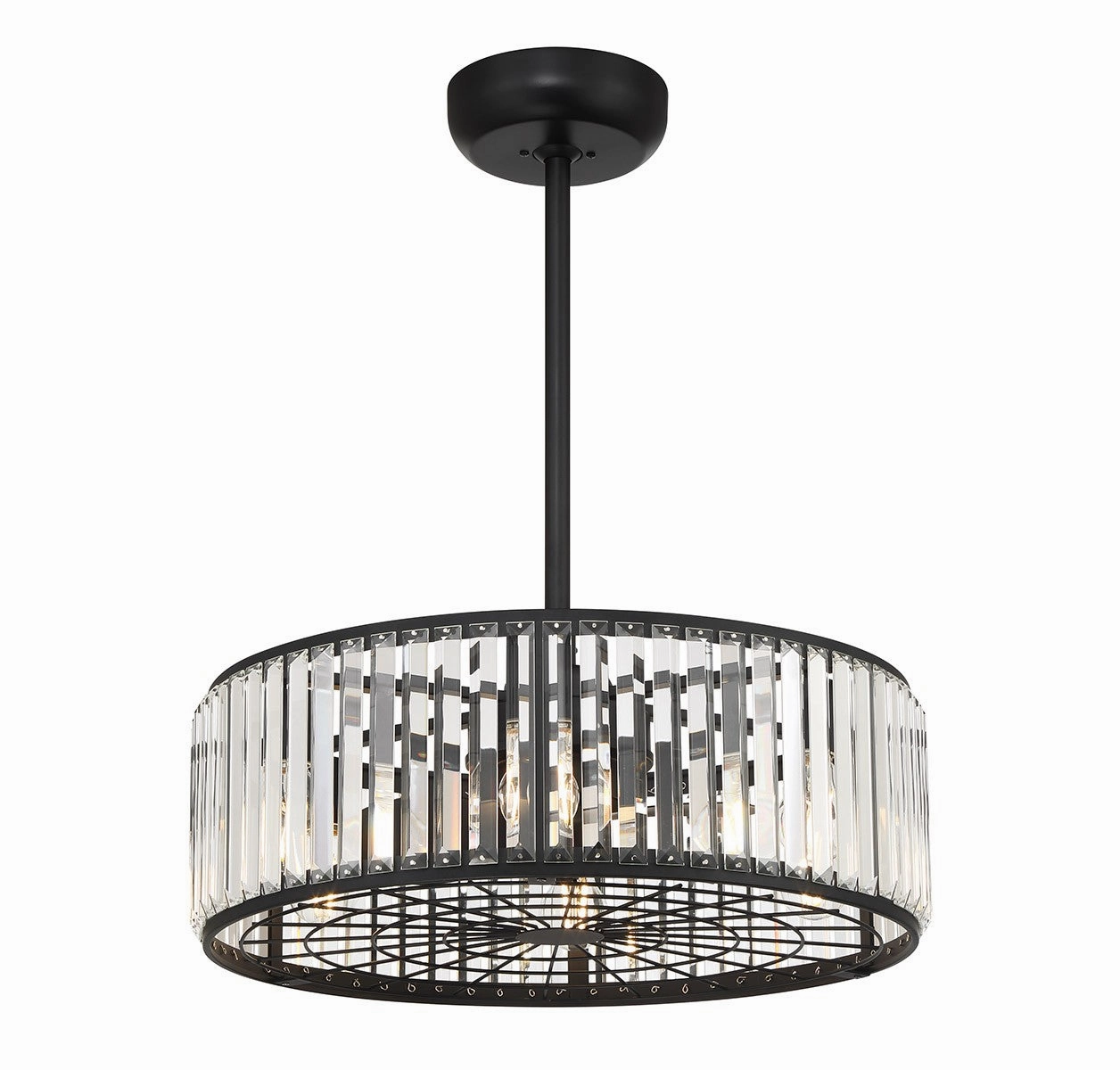 Janus Six Light Fan D'Lier Matte Black Fandeliers at discount prices