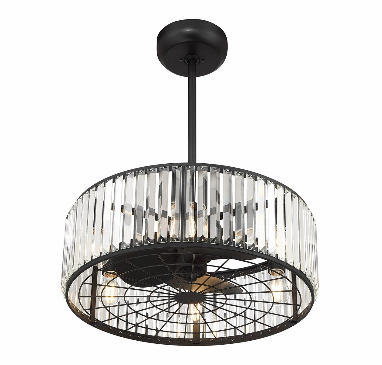 Janus Six Light Fan D'Lier Matte Black Fandeliers at discount prices