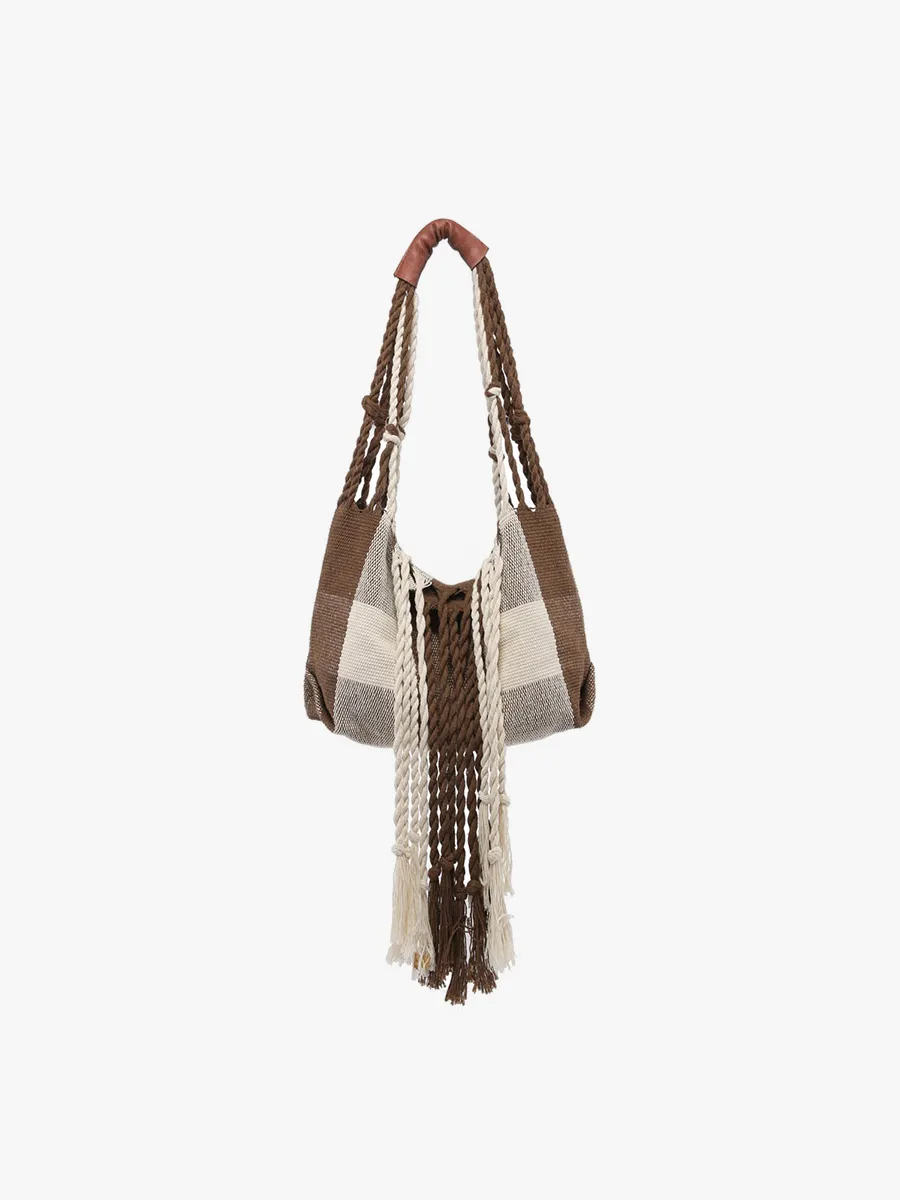June Plaid Woven Satchel