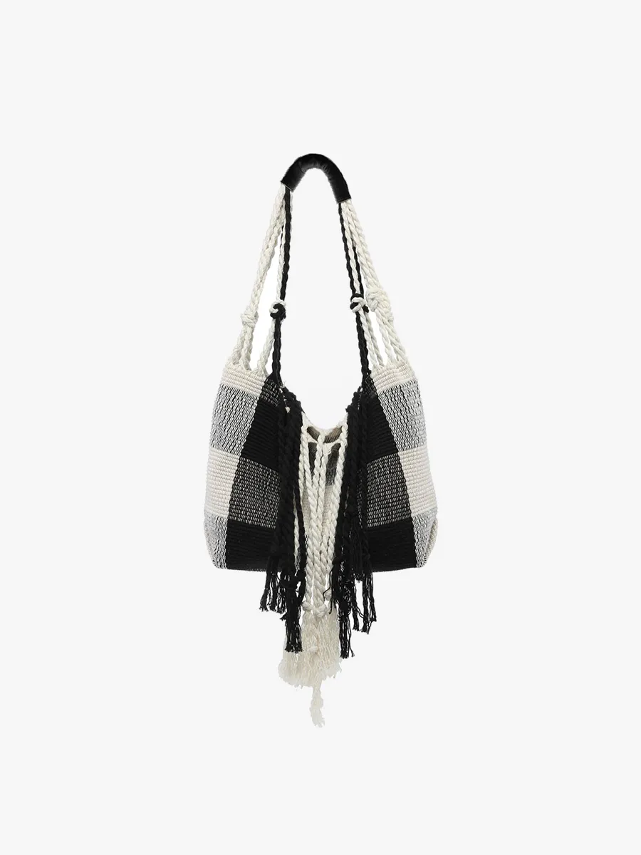 June Plaid Woven Satchel