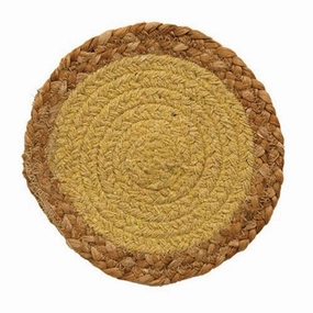 Jute & Cotton Candle Mat Yellow 6.75" Decorative Accessories promo online
