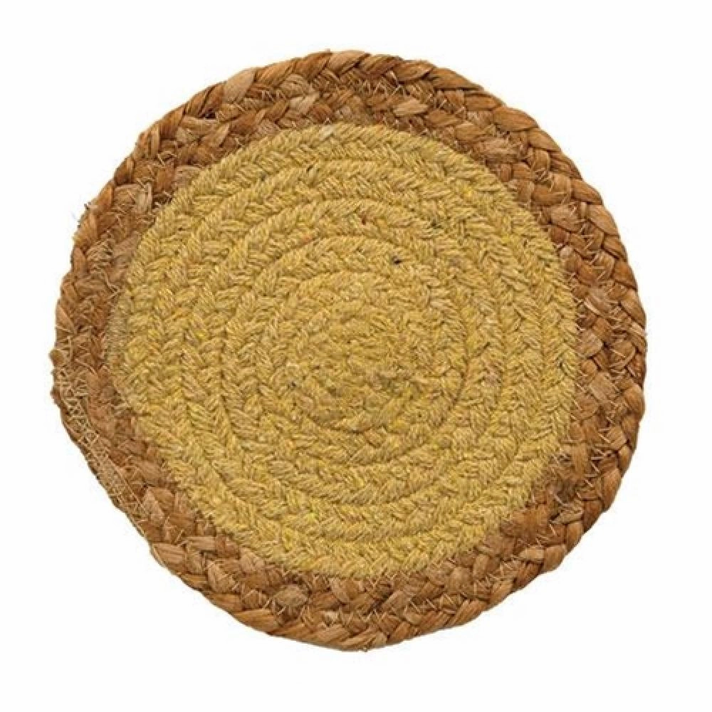 Jute & Cotton Candle Mat Yellow 6.75" Decorative Accessories promo online