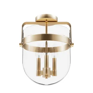 Karloff Three Light Semi-Flush Mount in Alturas Gold Cheap Low Ceiling Lighting