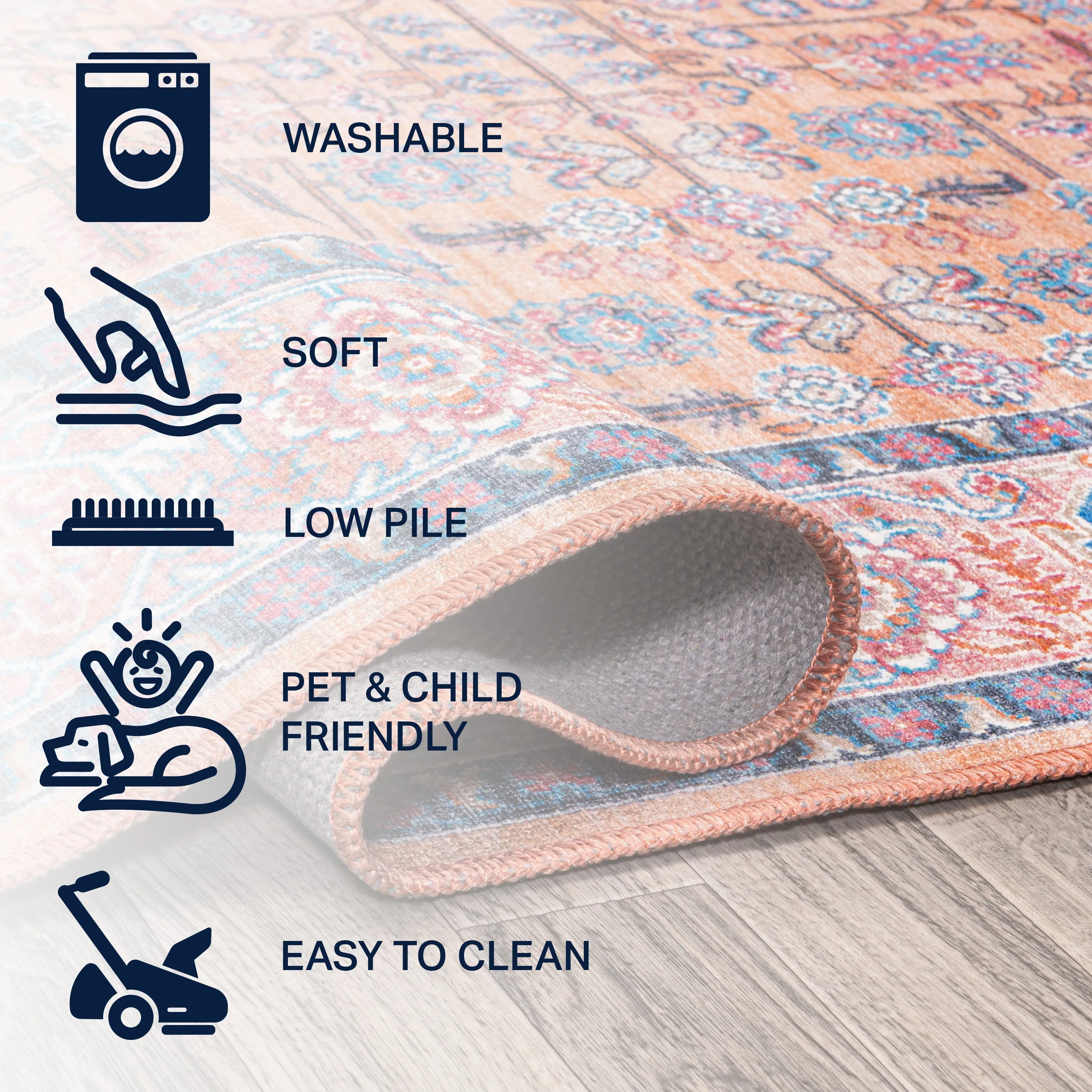 Kemer All-Over Persian Washable Multi 2 ft. x 10 ft. Runner Rug