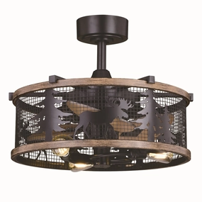 Kodiak 21"Ceiling Fan Black and Burnished Teak Fandeliers FANS on sale now