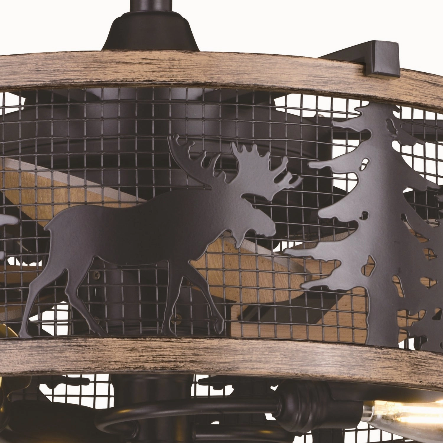 Kodiak 21"Ceiling Fan Black and Burnished Teak Fandeliers at discount prices