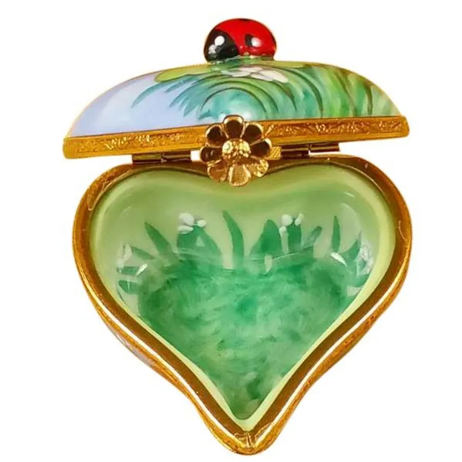 Ladybug on Four-Leaf Clover Heart Limoges Limoges Boxes collectors shop