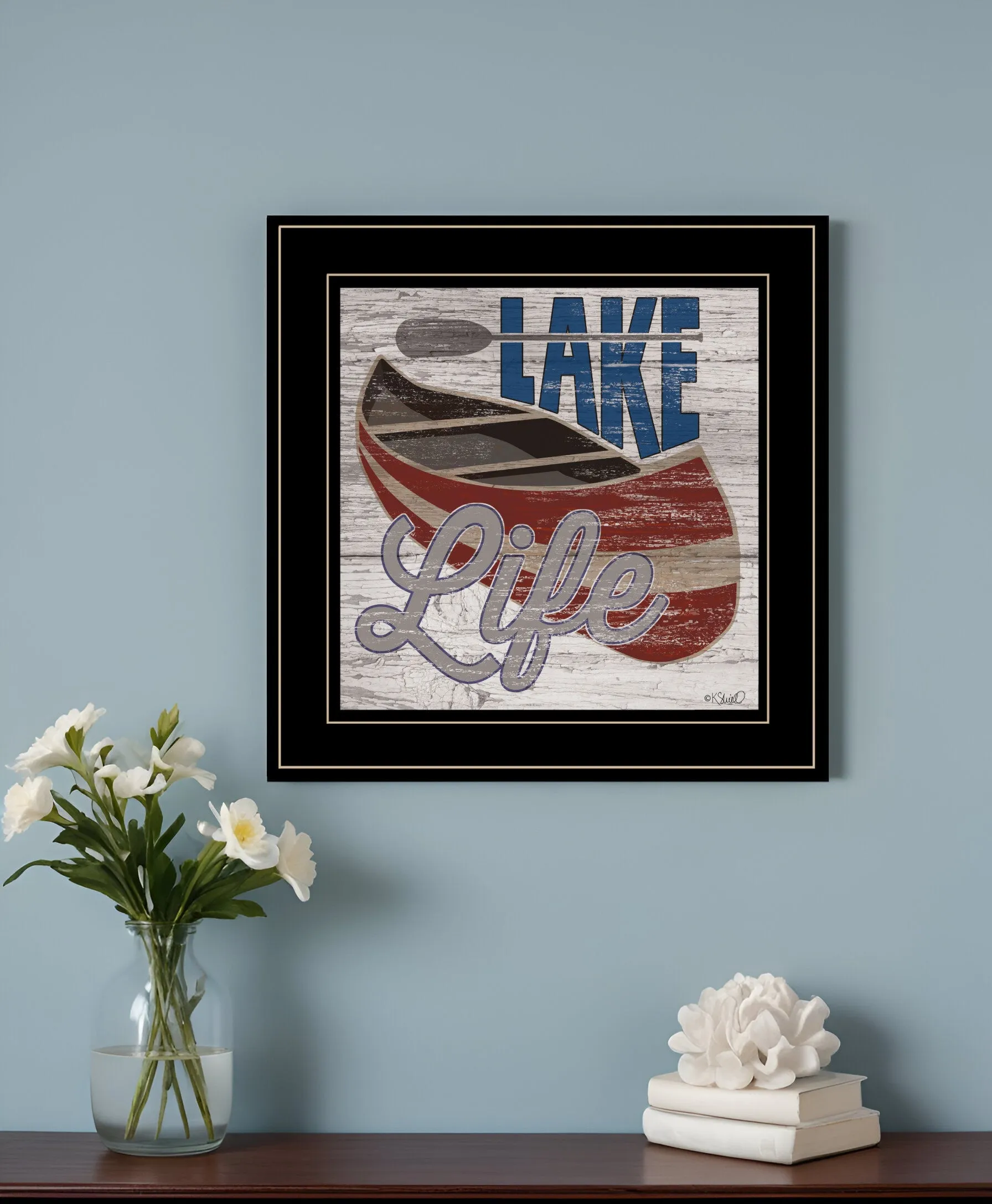 Lake Life Canoe 3 Black Framed Print Wall Art Discount Wall Decor Sets