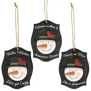 Let's Get Cozy Snowman Ornament 3 Asstd. Decorative Accessories low price