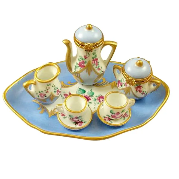 Light Blue Tea Set Limoges Collectible Boxes Rare Find