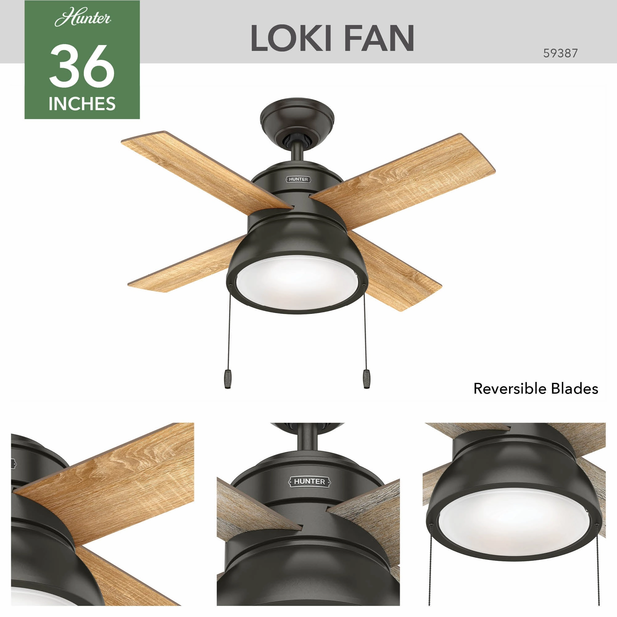 Loki 36"Ceiling Fan Noble Bronze Small Room Fans sale
