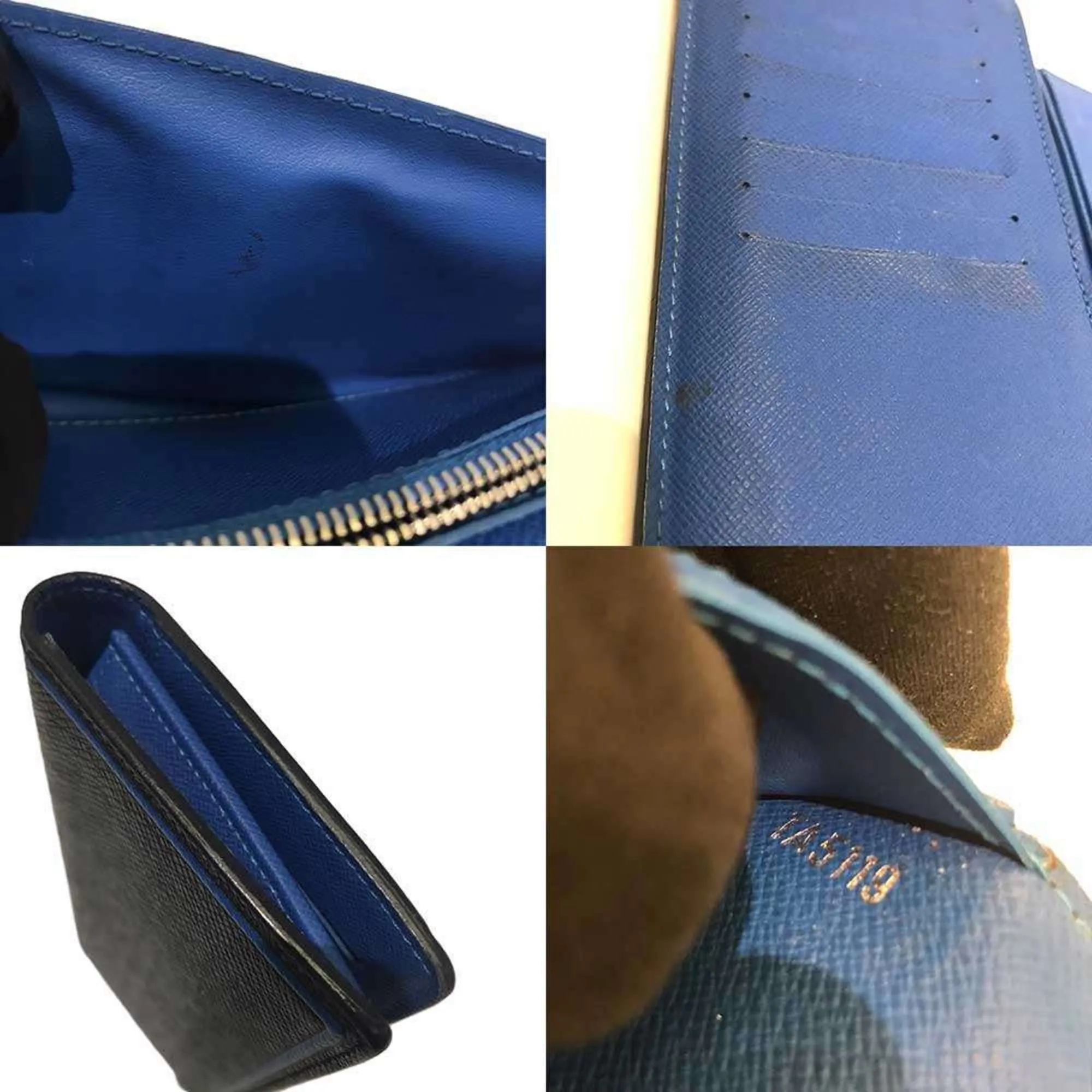 Louis Vuitton blue Taiga Leather Long Wallet (Bi-Fold) (Pre-Owned)