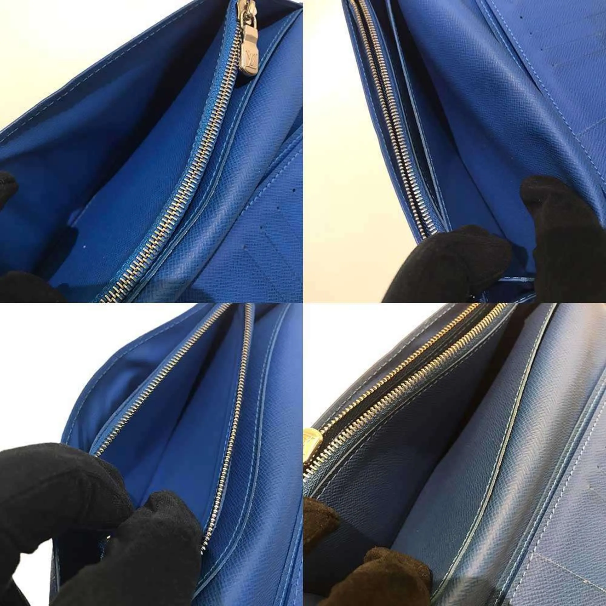 Louis Vuitton blue Taiga Leather Long Wallet (Bi-Fold) (Pre-Owned)