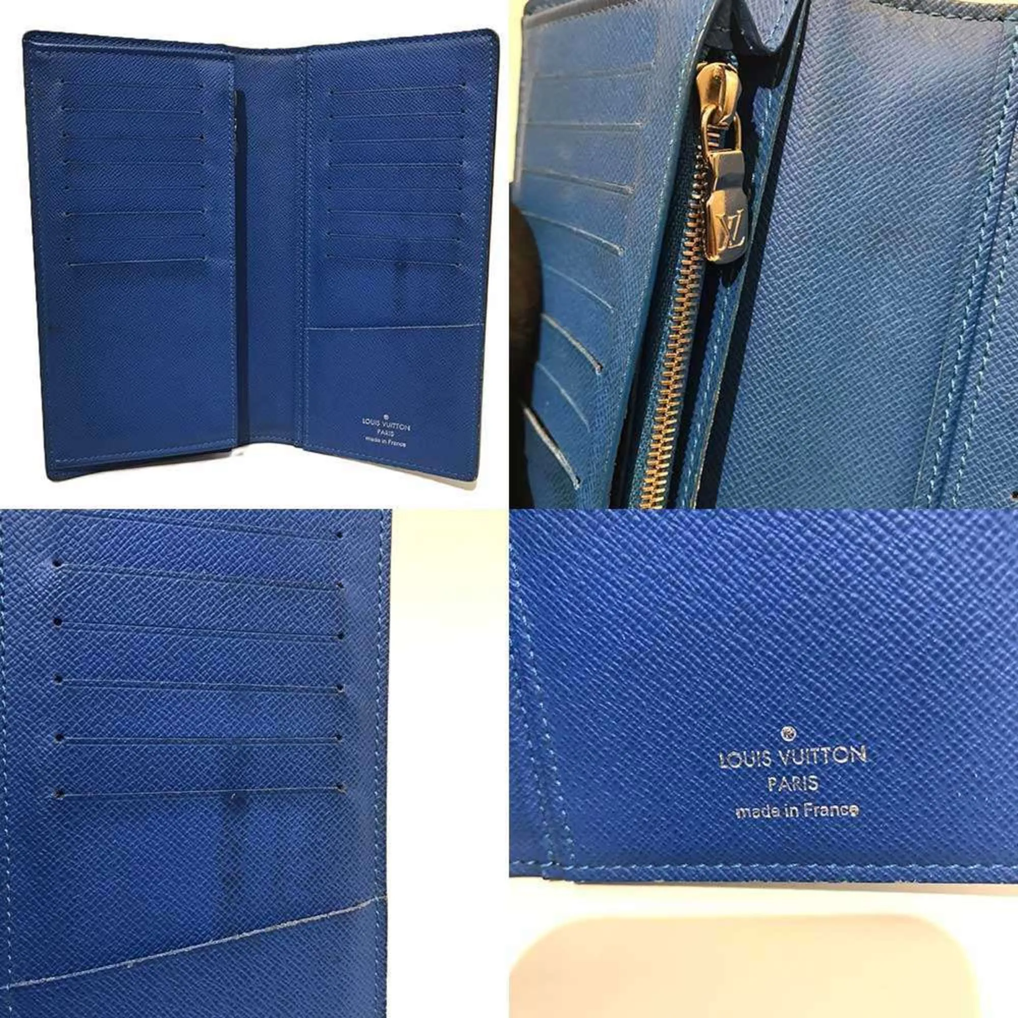 Louis Vuitton blue Taiga Leather Long Wallet (Bi-Fold) (Pre-Owned)
