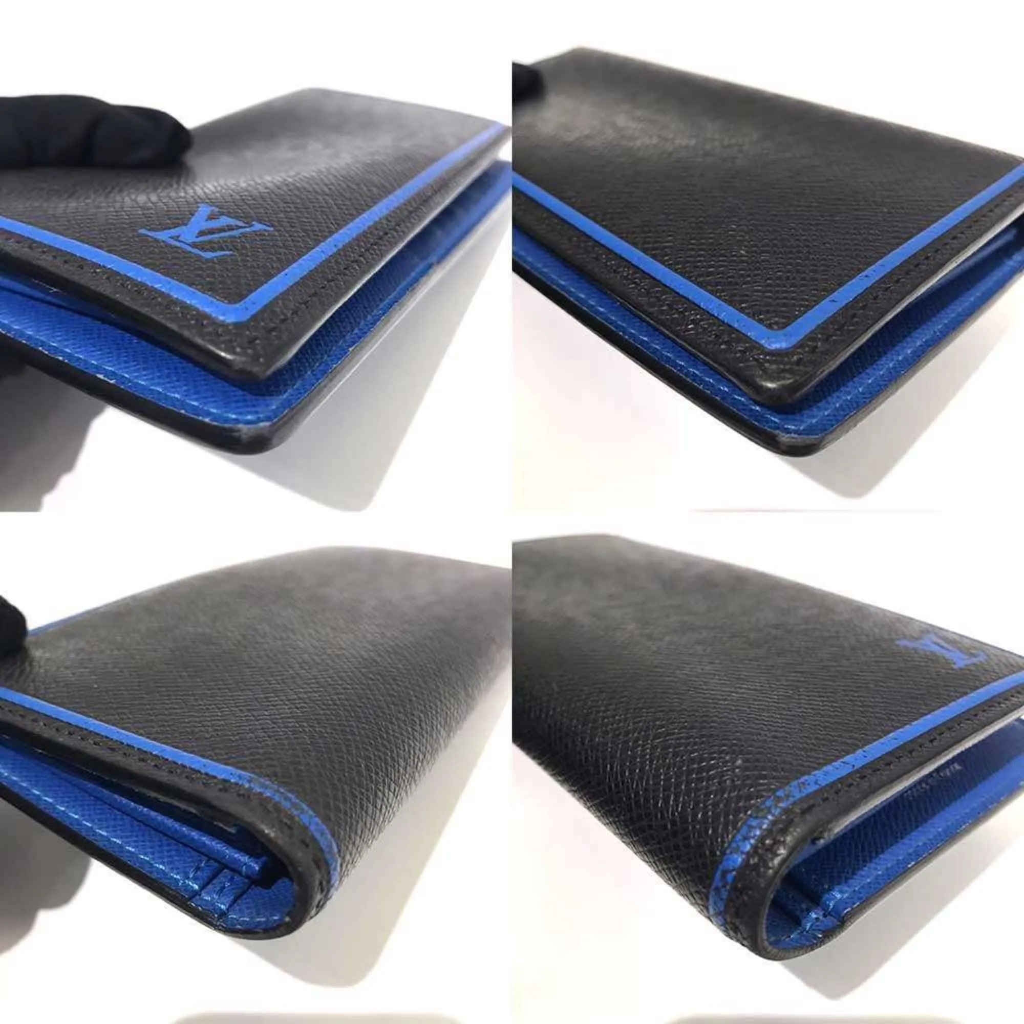 Louis Vuitton blue Taiga Leather Long Wallet (Bi-Fold) (Pre-Owned)